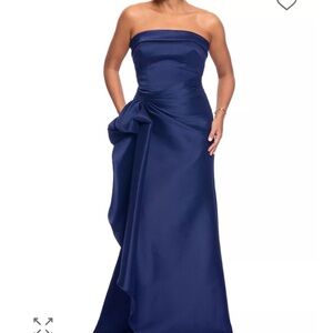 Aqua Strapless Navy Blue Dress